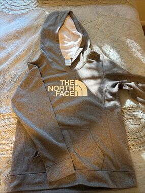 The North Face Gray Pullover Hoodie with White Logo